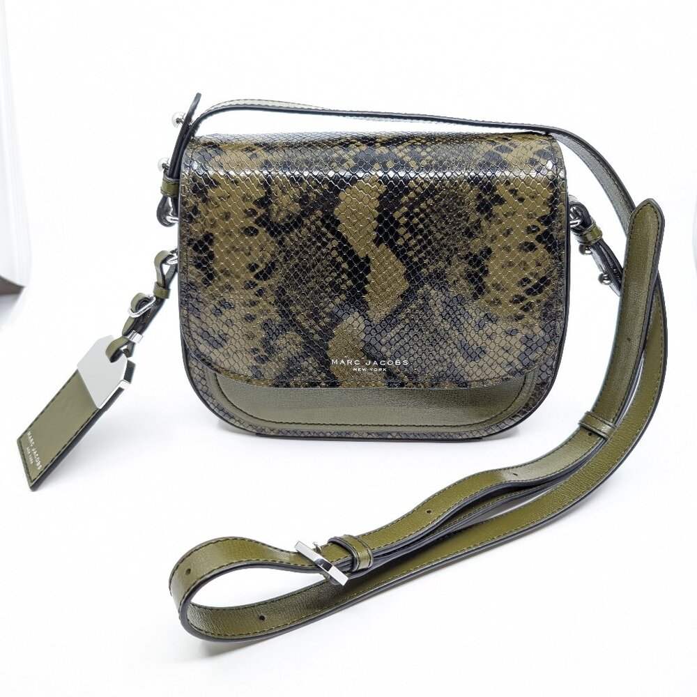 Marc Jacobs Bag Womens Leather Rider Embossed Green Snakeskin Crossbody Purse